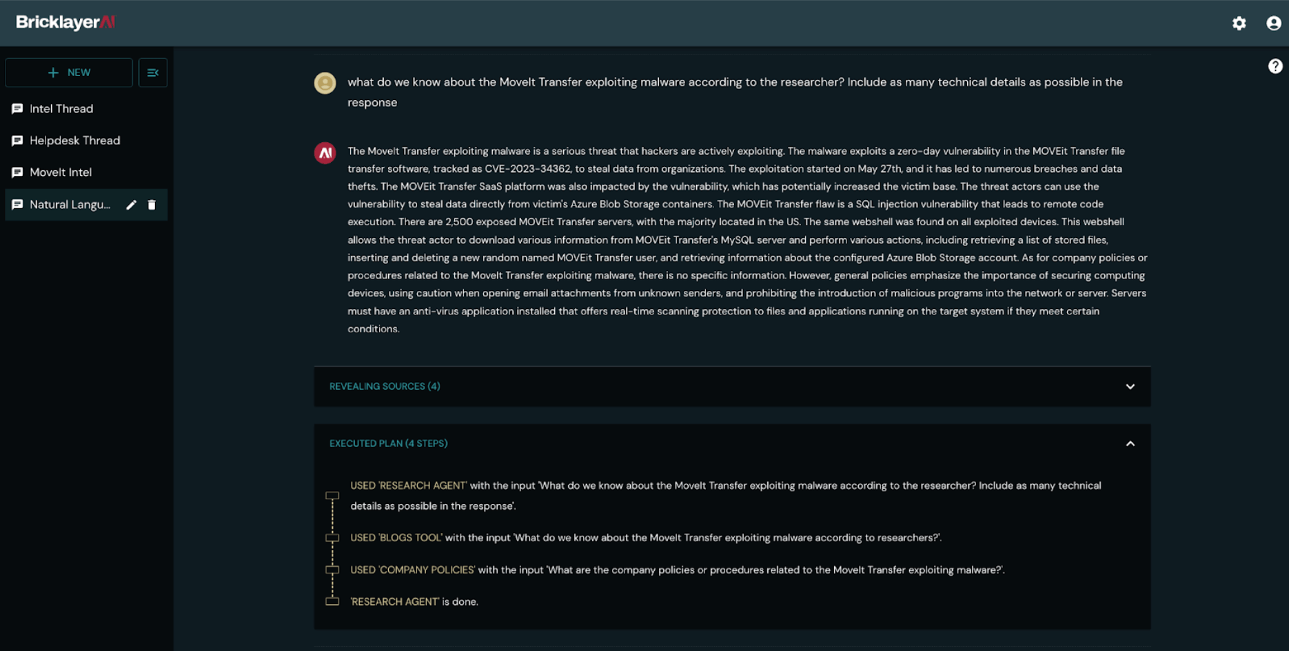 Example of a more technical answer providing details