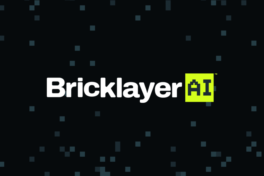Brickleyer Logo over pixel pattern on dark background