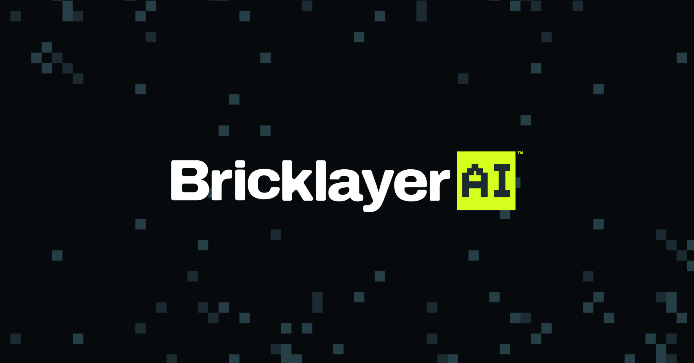 Brickleyer Logo over pixel pattern on dark background