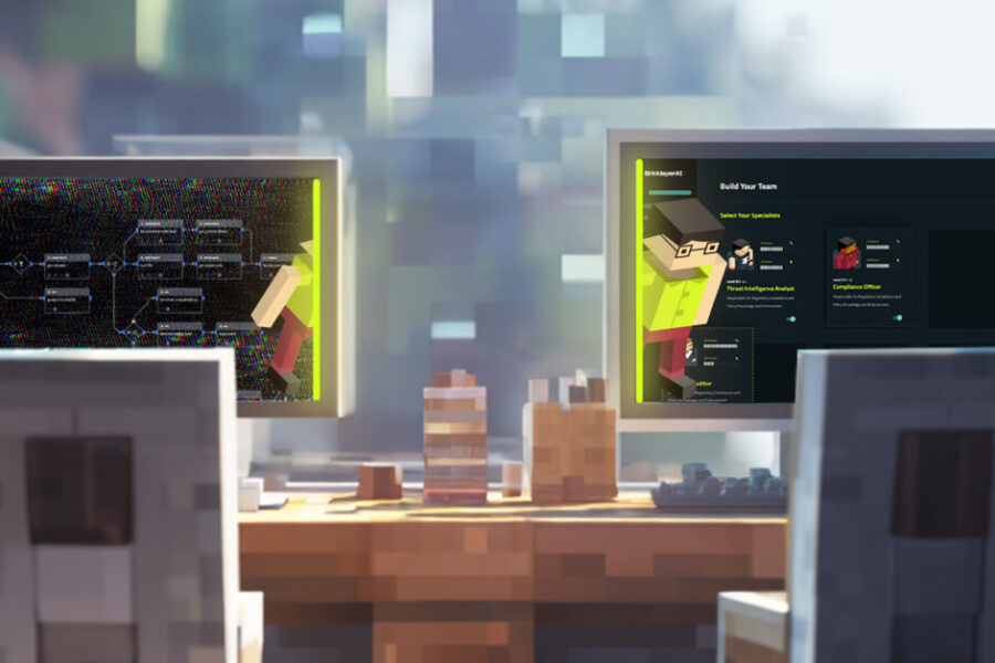 two computers with the Brick Layer AI platform on it