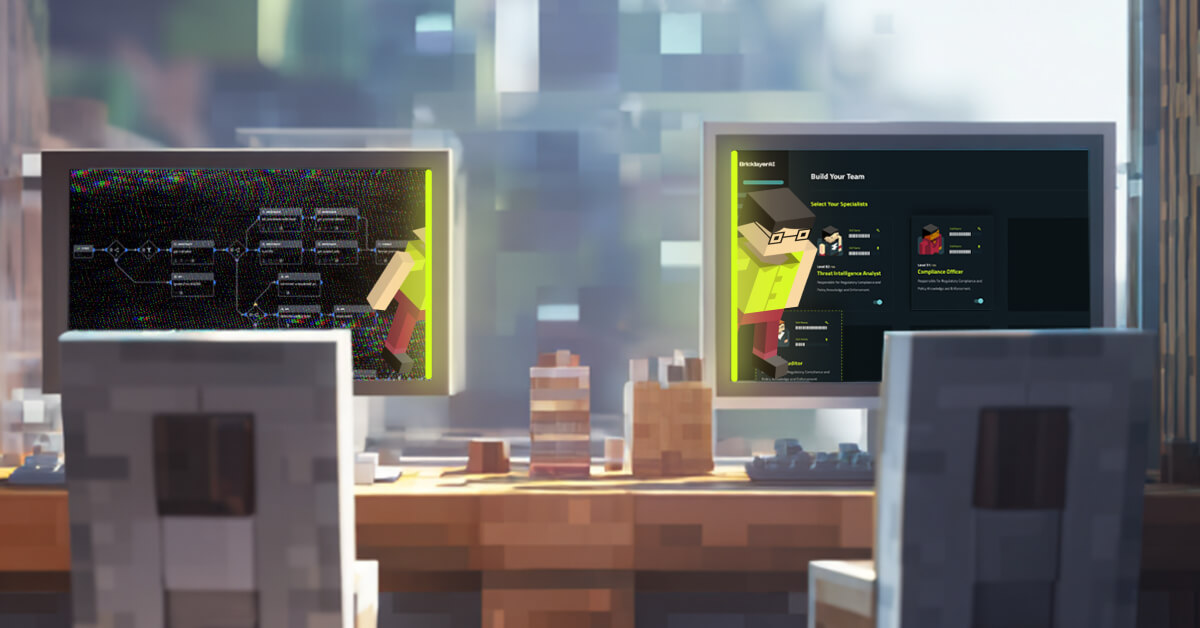 two computers with the Brick Layer AI platform on it